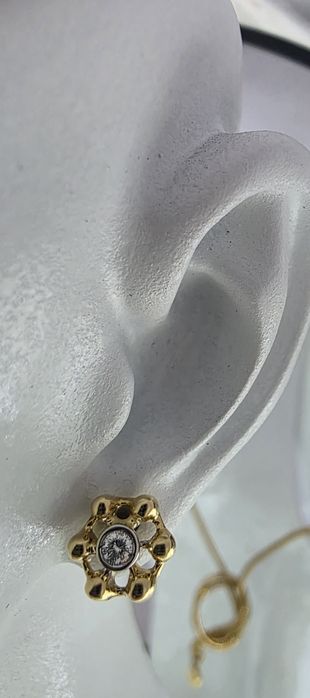 Золотве серьги-пусеты, с брилиантами