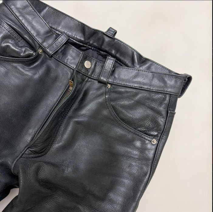 байкерские кожанные джинсы leather pants y2k