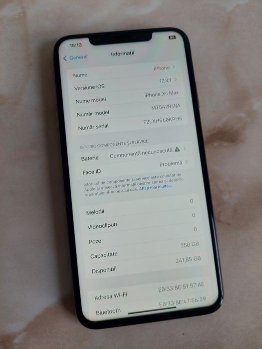 Vând iPhone Xs Max Rose de 256GB, cu probleme la baterie //poze reale