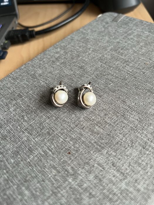 Сребърни обеци с естествени перли