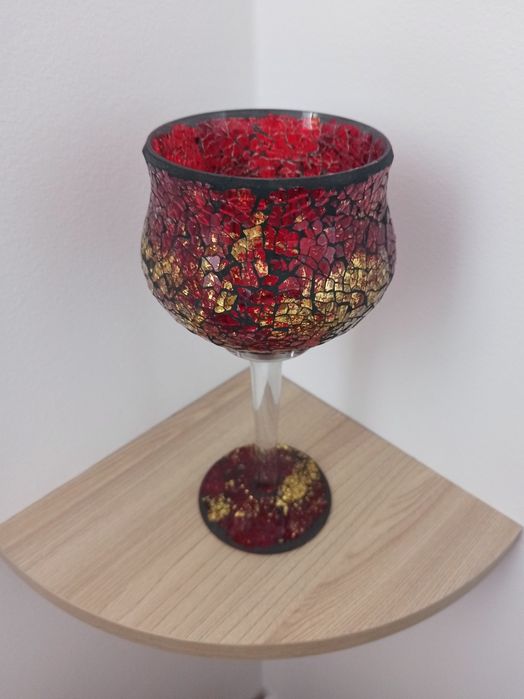 Pahar din sticla mozaic urias 24 cm inaltime