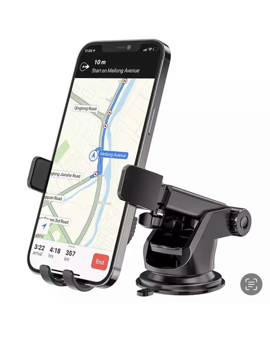 Suport Auto Telefon Extensibil Reglabil Cu Ventuza si Adeziv Negru