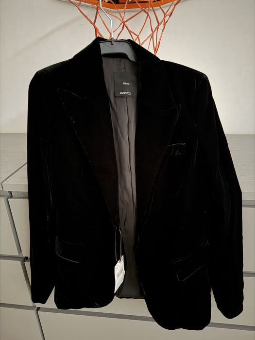 Mango sacou negru catifea S