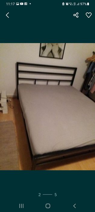 Pat metalic modern 140x200, pat fier forjat, pat dormitor, pat matrimo