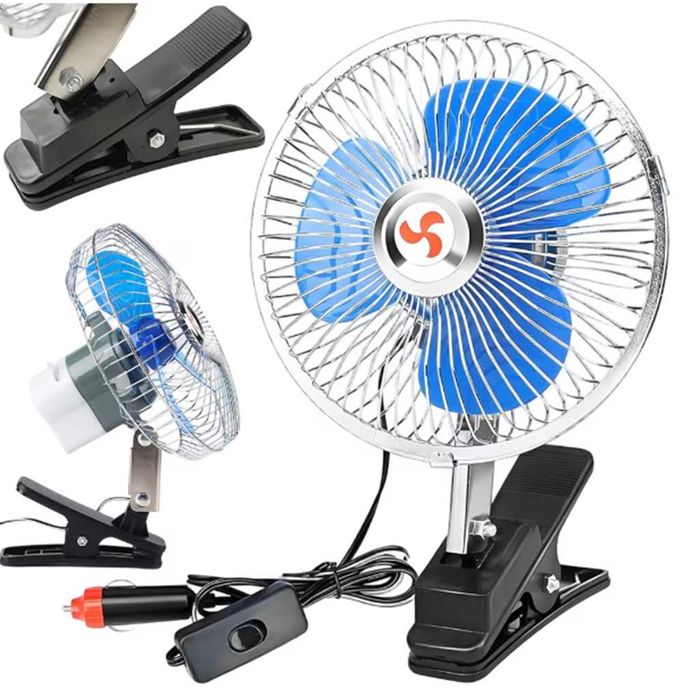 Мощен вентилатор за кола/камион с щипка - 6 инча 12V/24V