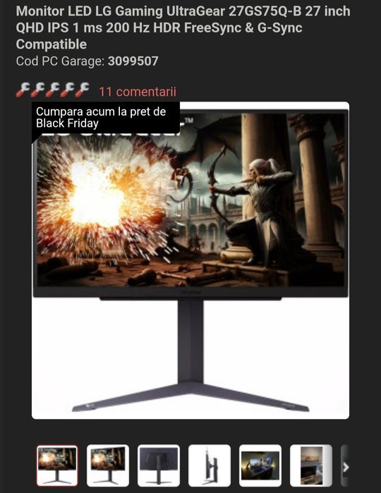Monitor LED LG Gaming UltraGear 27GS75Q-B 27 inch QHD IPS 1 ms 200 Hz ...