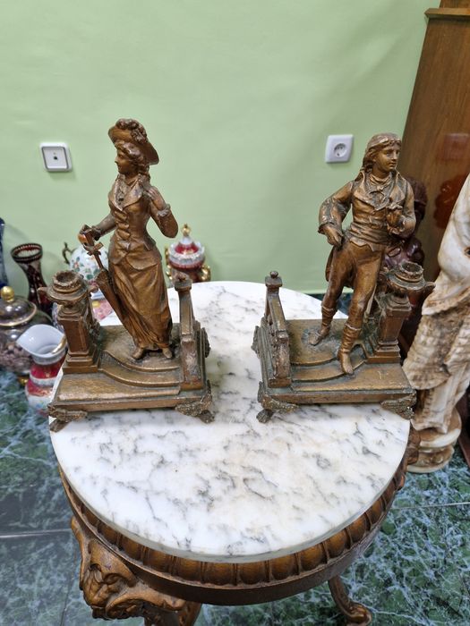 Чифт стари прекрасни антикварни бронзови фигури статуетки