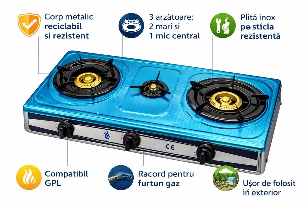 Aragaz exterior inox cu 3 arzatoare 149 lei