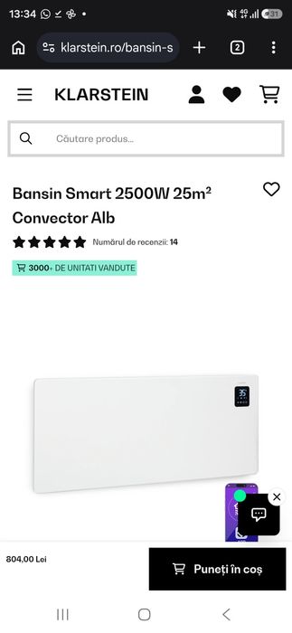 Convector Electric Klarstein Bansin Smart 2500/1500w
