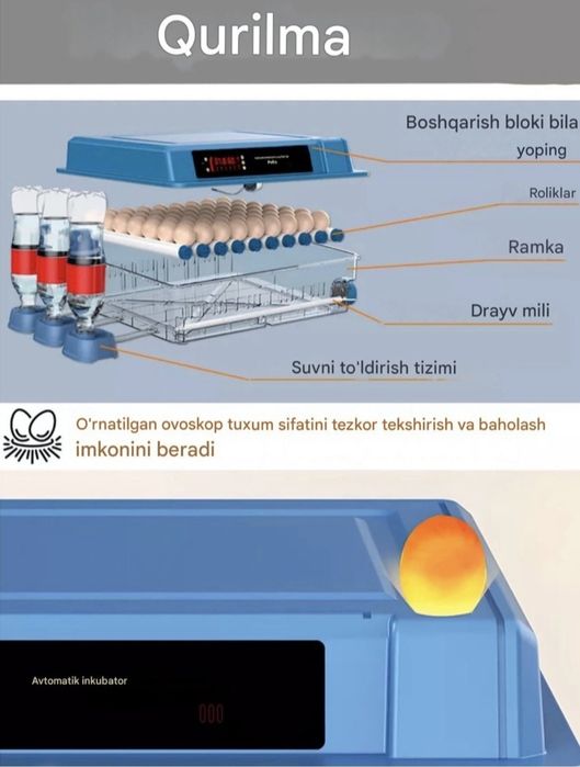 Yangi Avtomatik inkubator sotiladi (64 talik)