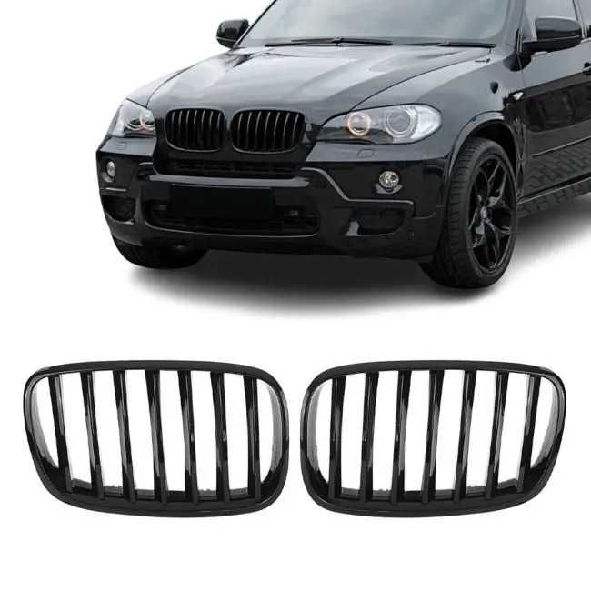 Grile Bara Fata Nari Simple BMW X5 X6 E70 E71, Capace Oglinzi, Negru Lucios, Produse NOI