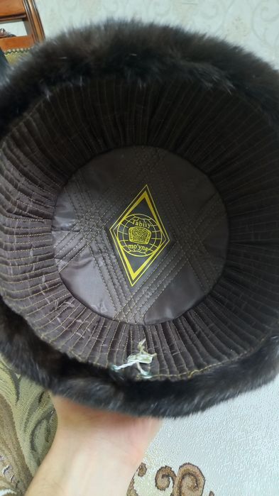 Мужская норковая шапка XL • натуральная, тёмно-коричневая