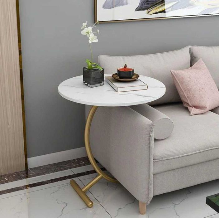 Masa Rotunda pentru Cafea cu Efect Marmura - Design Modern si Elegant