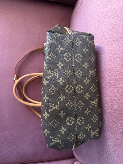 Poseta  canvas si manare din piele naturala