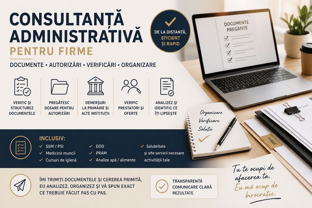 Consultanță administrativă pentru firme | documente | autorizări | verificări