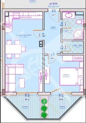 Продава се Двустаен апартамент в Бургас, Сарафово - 60 кв.м за 1316 €/кв.м - Снимка #1