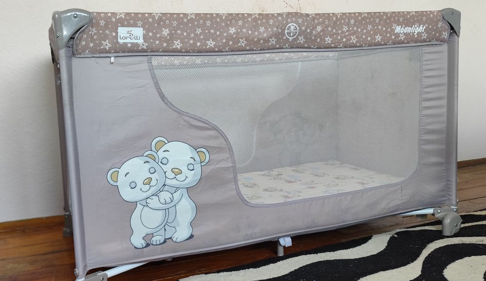 Детска сгъваема кошара Lorelli Moonlight + повивалник, 2 нива и дюшек