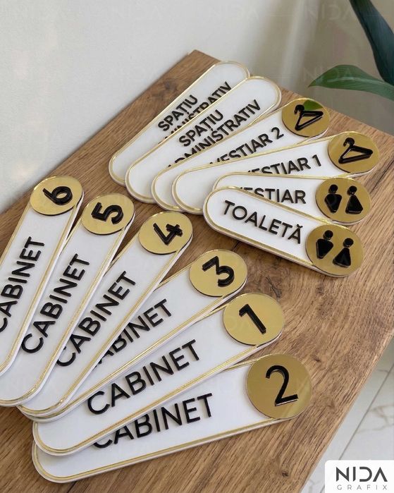 Plăcuțe Premium Plexiglas 3D Birouri, Saloane, Clinici - design custom