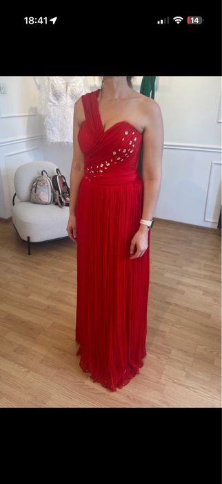 Rochie ocazie matase naturala rosie
