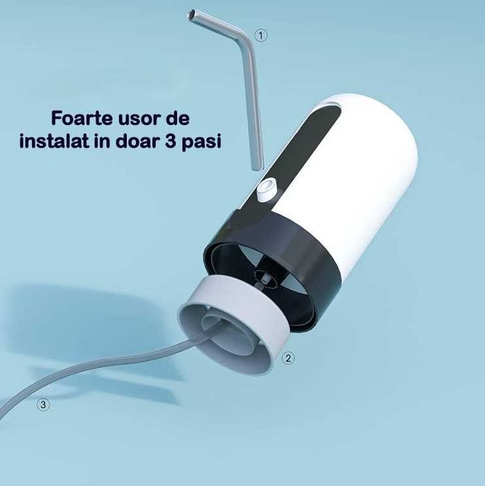 Dozator apa electric Madynik™,2 adaptoare universale, baterie 1200 mAh