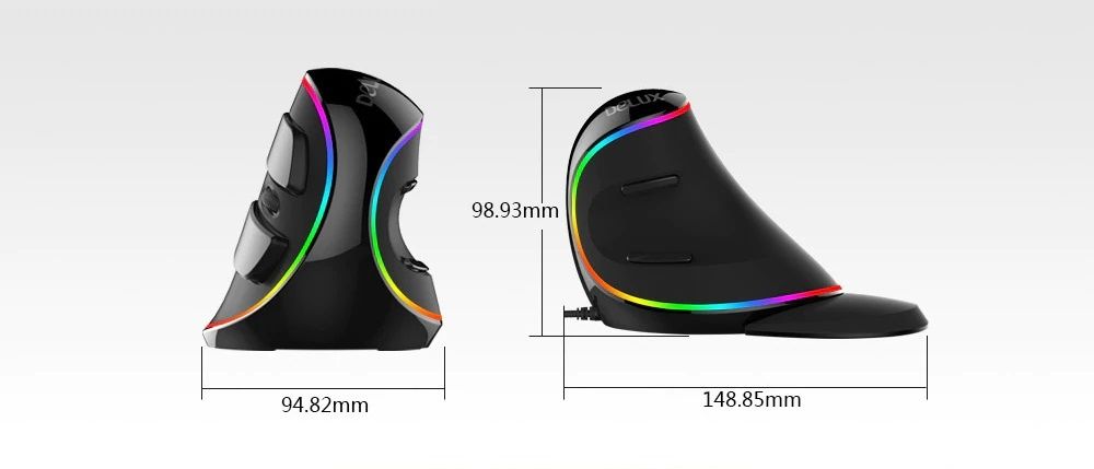 Delux M618Plus RGB Ergonomic Vertical Mouse 6 Buttons 4000 DPI Optical