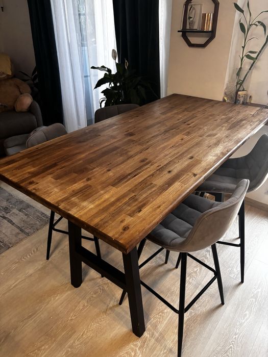 Set dining handmade tip bar din lemn masiv + 6 scaune | design modern