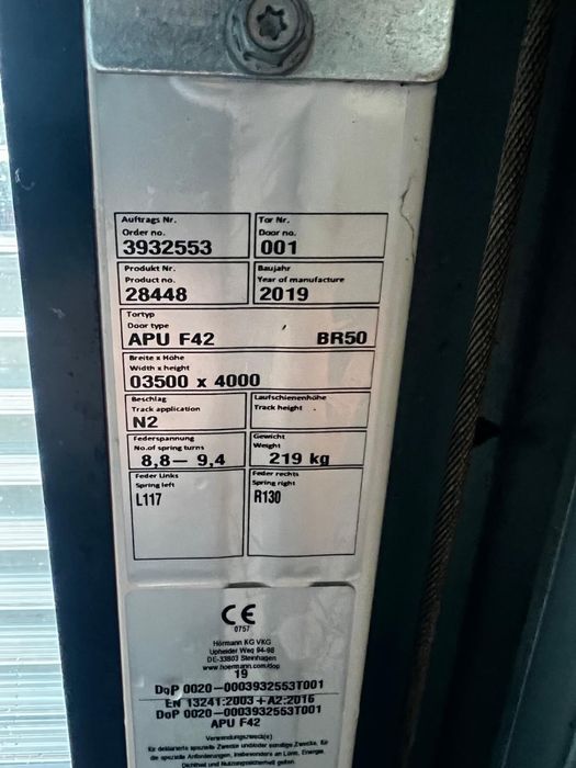 USA SECTIONALA INDUSTRIALA Hormann hala garaj  H 400 x L 350 Garantie