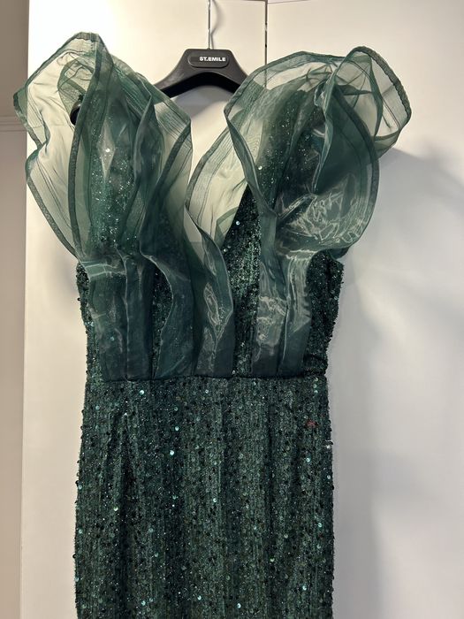 Rochie verde samarald cu paiete M