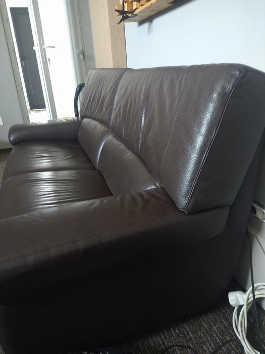 Canapea piele naturală maro FIXĂ