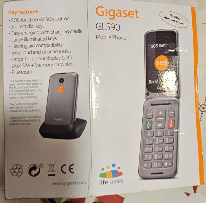 Мобилен телефон Gigaset GL590, Dual SIM, Titanium Silver