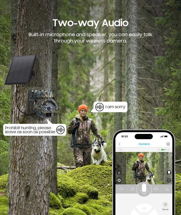 3MP 4G PTZ Охранителна Камера със слънчево захранване UBOX APP 360°