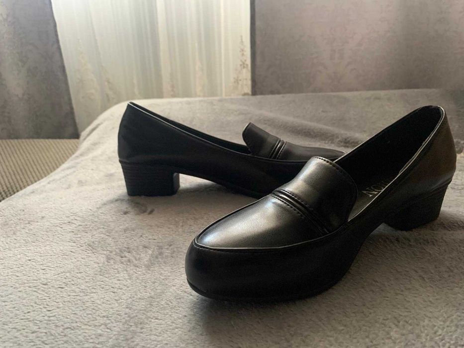Pantofi/ Mocasini dama negri cu toc mic patrat
