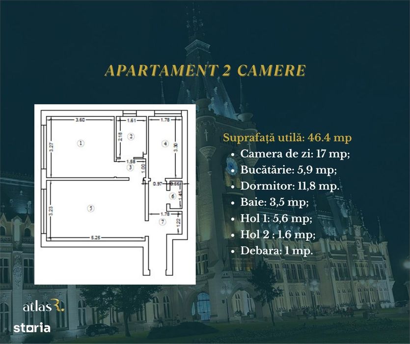Apartament 2 camere | Bloc Gulliver | Ultra central | 46 mp