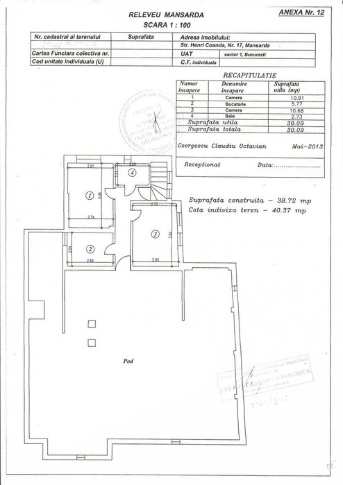 Mansardă – Oportunitate de Business/Investiție – Str. Henri Coandă 17