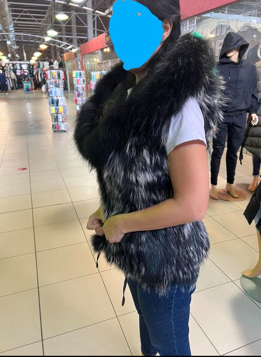 Елек естествен косъм от сребърна лисица