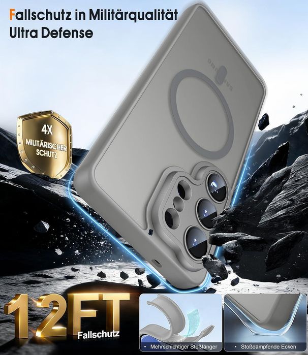 Матов magsafe кейс за samsung galaxy s26 ultra - титаниево сив - със з