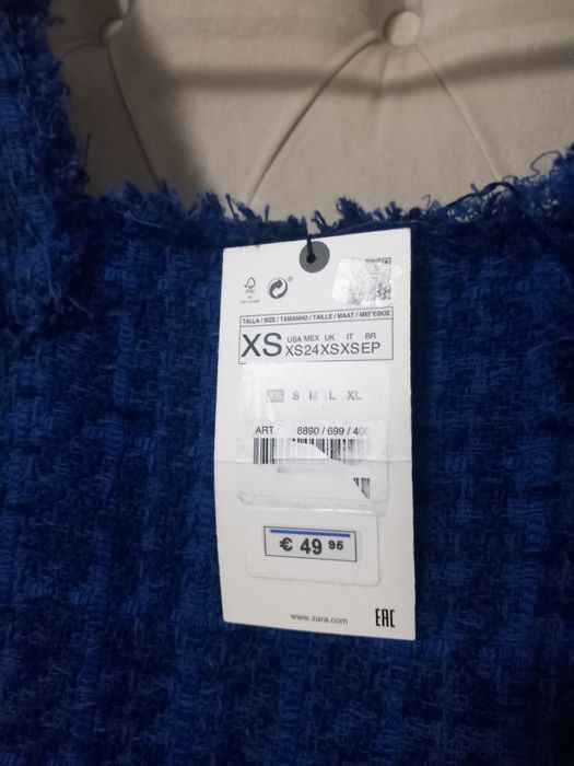 Sarafan Zara albastru din tweed mărimea XS Zara nou cu etichetă