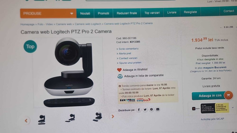 Logitech PTZ PRO 2 Optc Zoom10X,Videochat,Jasmin,OBS,Streaming,Telecom
