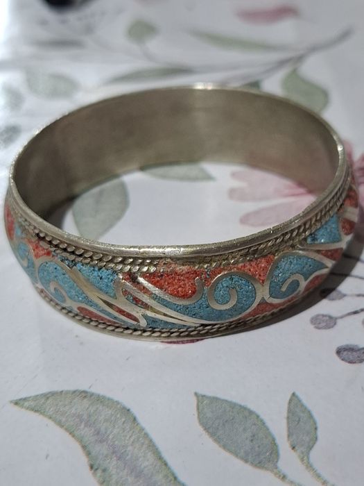 Bratara tribala argint cloisone 6.5 cm raza interioara