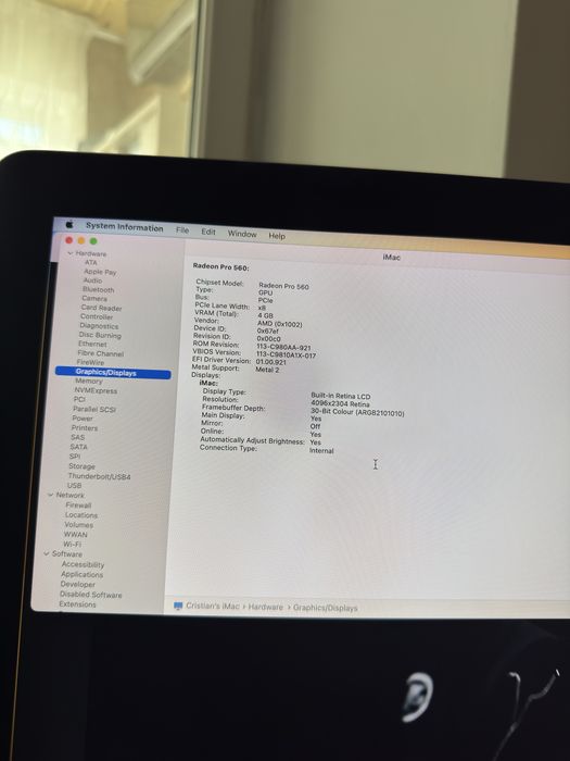 iMac 4K 2017 21.5inch, i5 3,4GHz, 8Gb Ram, Radeon Pro 560 4Gb, 1TB SSD