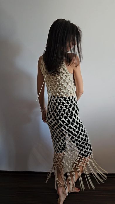 Плажна макраме туника с ресни ръчна изработка