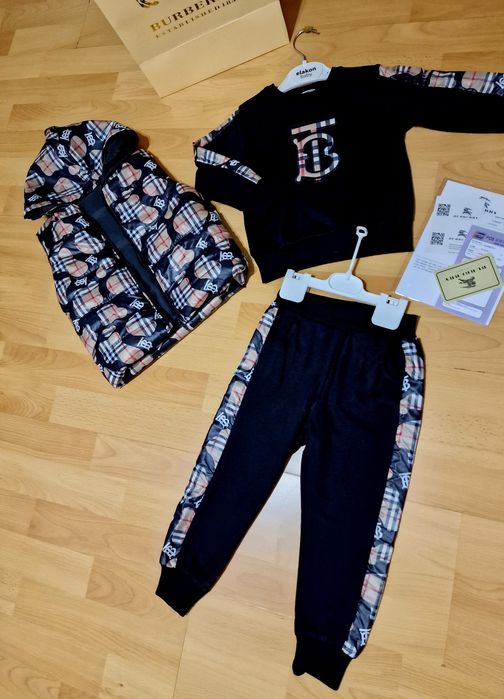 Compleuri 3 piese copii,model Burbbery, varsta 2-7ani