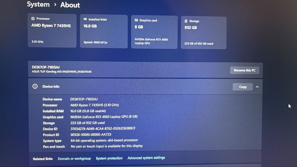 ASUS TUF gaming A15