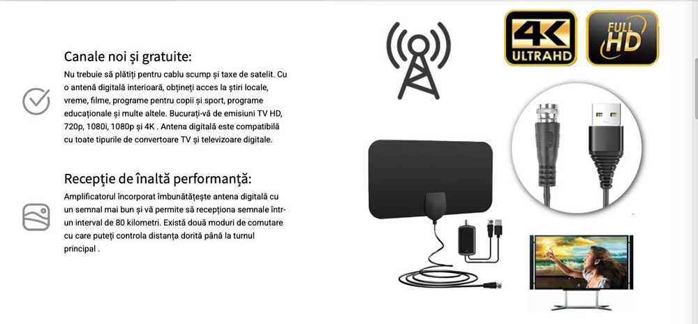 Antenă  de  interior tv digitală