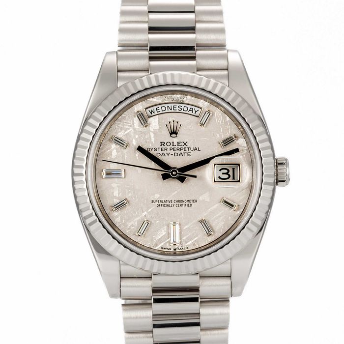 Rolex Day-date “President” Meteorite Baguette Diamond dial 228239 White gold