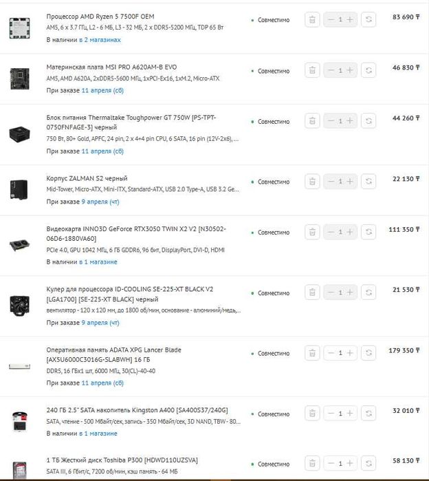 Игровой ПК Ryzen 5 7500F