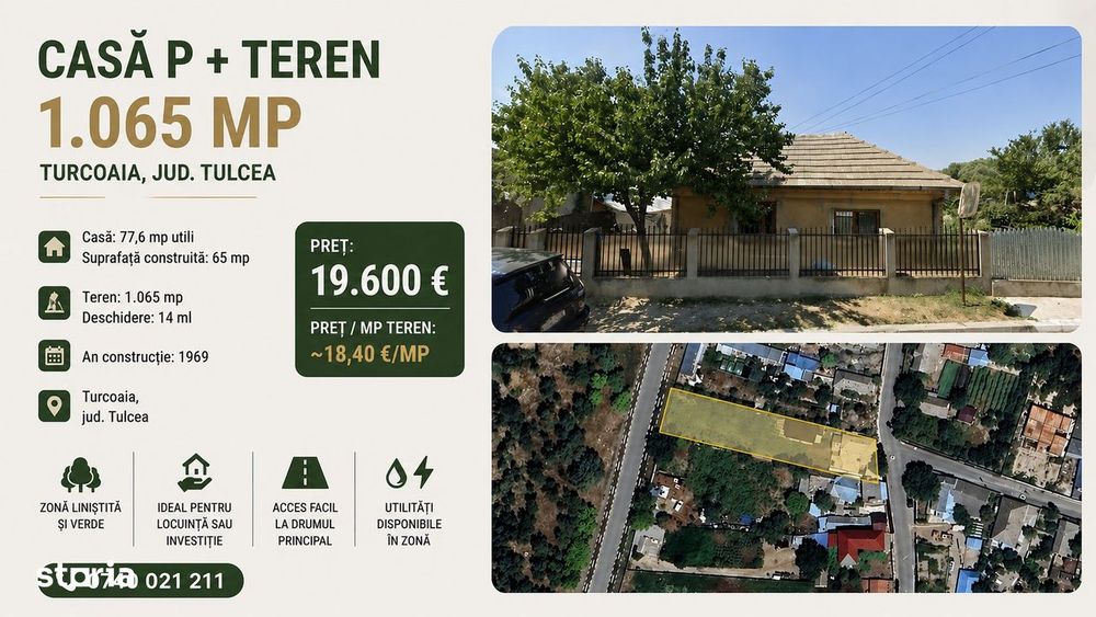 Casa P - 77mp + Teren 1.065 mp, Turcoaia