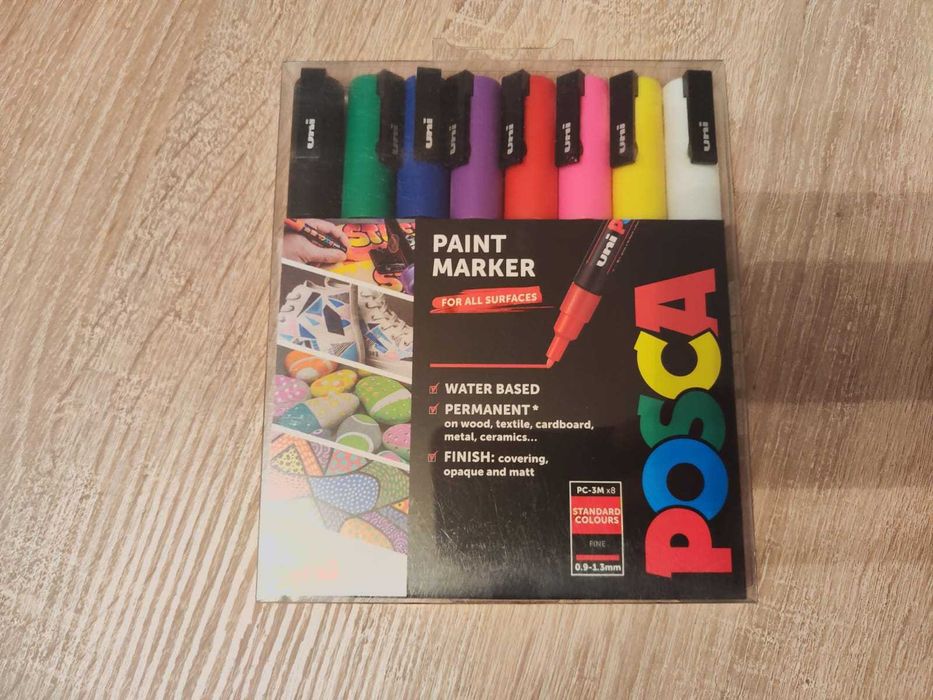 Set carioci POSCA pastel 8 buc, noi, PC‑3M