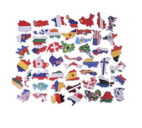 50 бр. Самозалепващи стикери знамена на държави