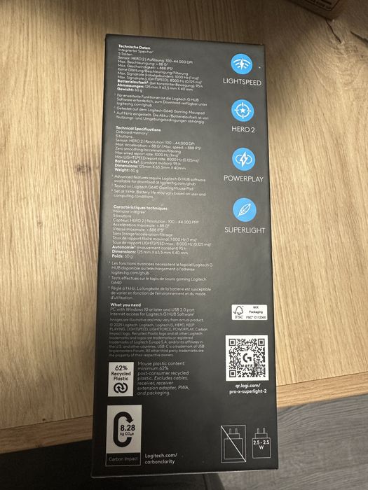 Чисто нова Геймърска Мишка Logitech G Pro X Superlight 2 (Бяла) – Фабрично запечатана